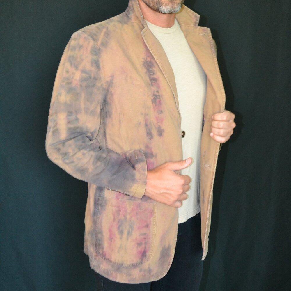 Cowboy western rustic camo Blazer sports Coat dyed brown khaki black gray tan XL - Picture 2 of 12